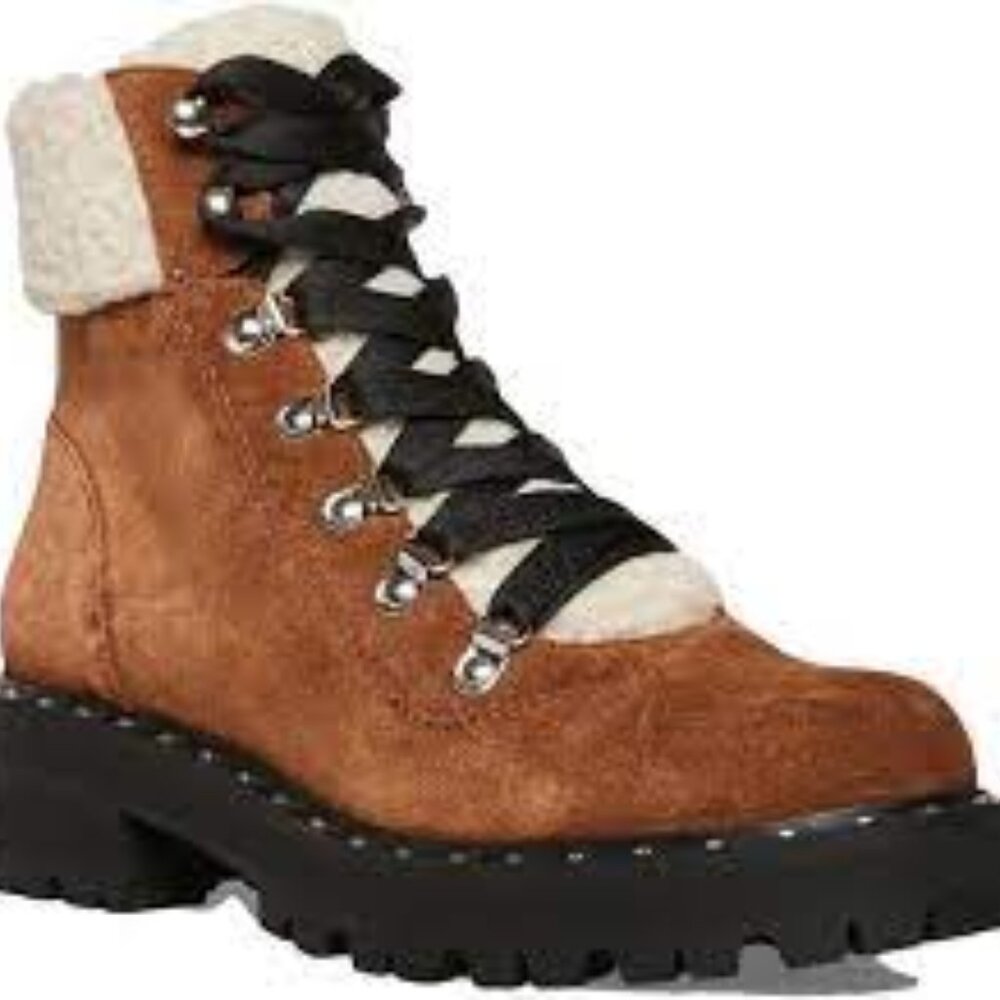 EUC Steve Madden Rainier Chestnut Suede Leather Lace-Up Platform Ankle Boots
